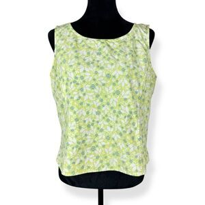 Liz Claiborne‎ Liz Sport Tank Top Womens L Large Green White Floral